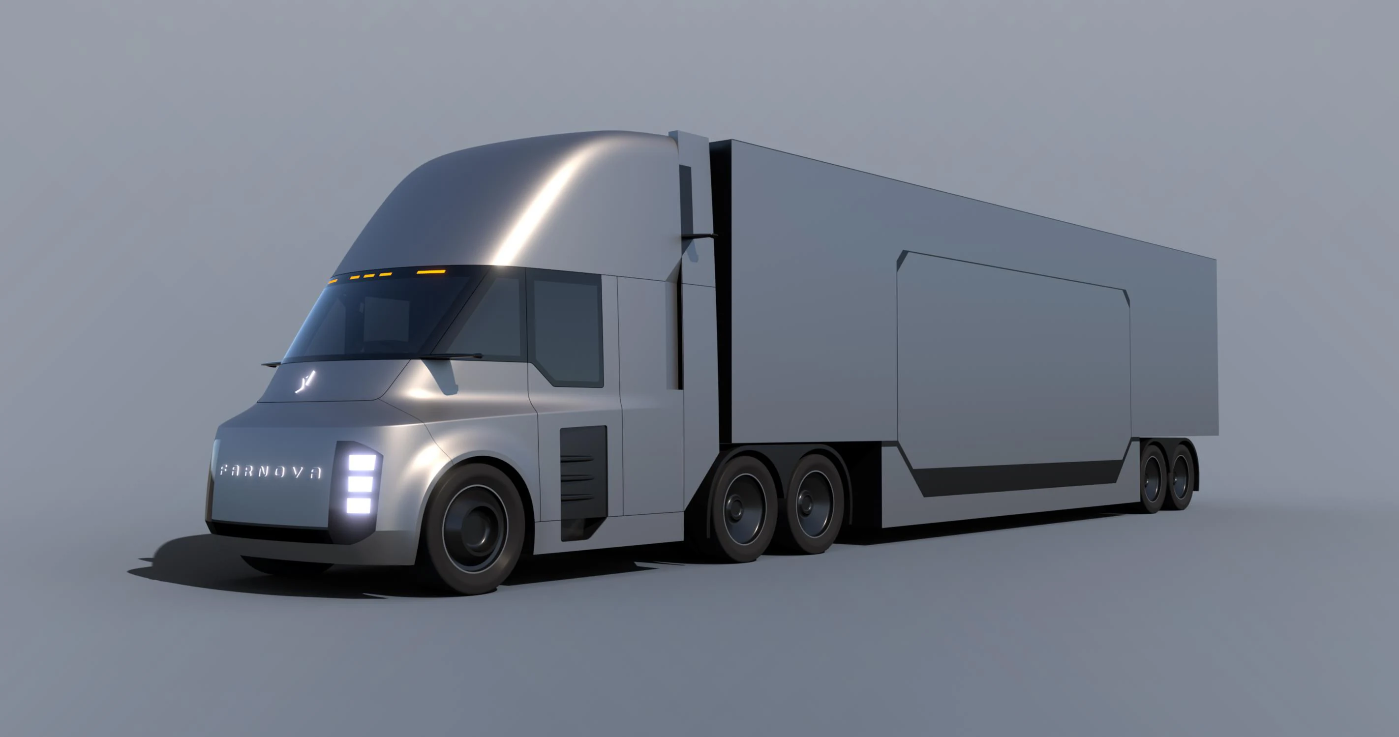 Farnova NE-SEMI electric truck, three-quarter view